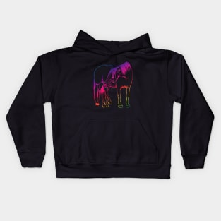 Foal and mare Rainbow Kids Hoodie